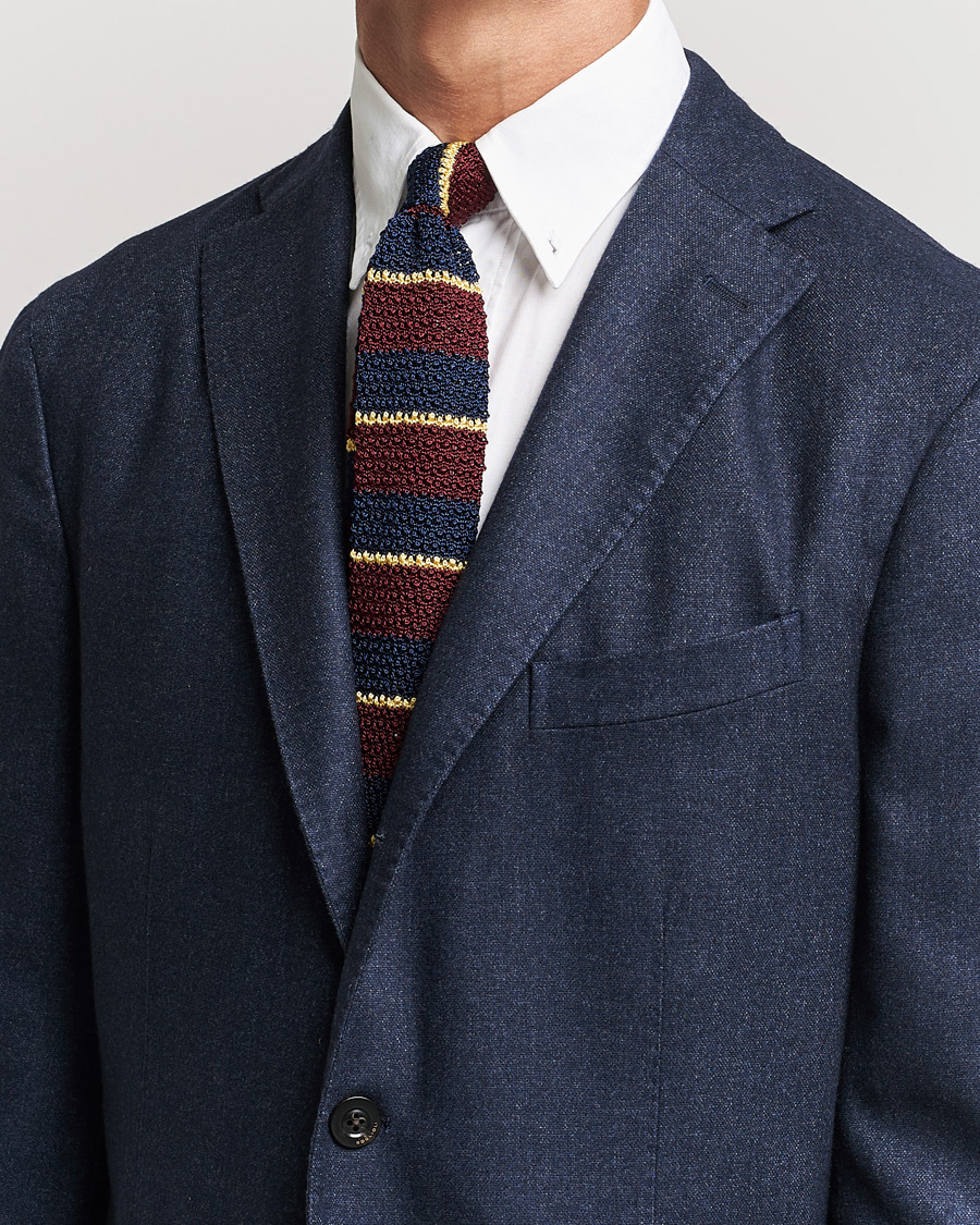 Heren | Accessoires | Polo Ralph Lauren | Knitted Striped Tie Wine/Navy/Gold