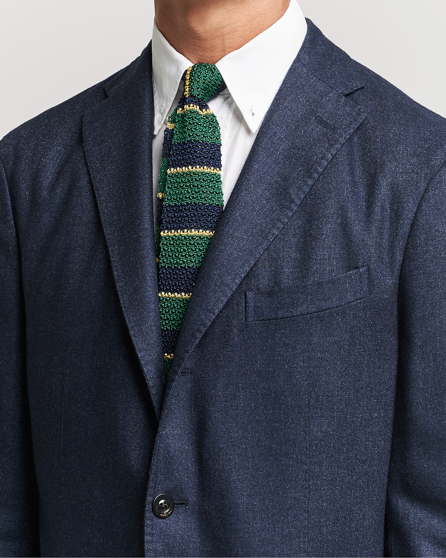 Heren | Business casual | Polo Ralph Lauren | Knitted Striped Tie Green/Navy/Gold