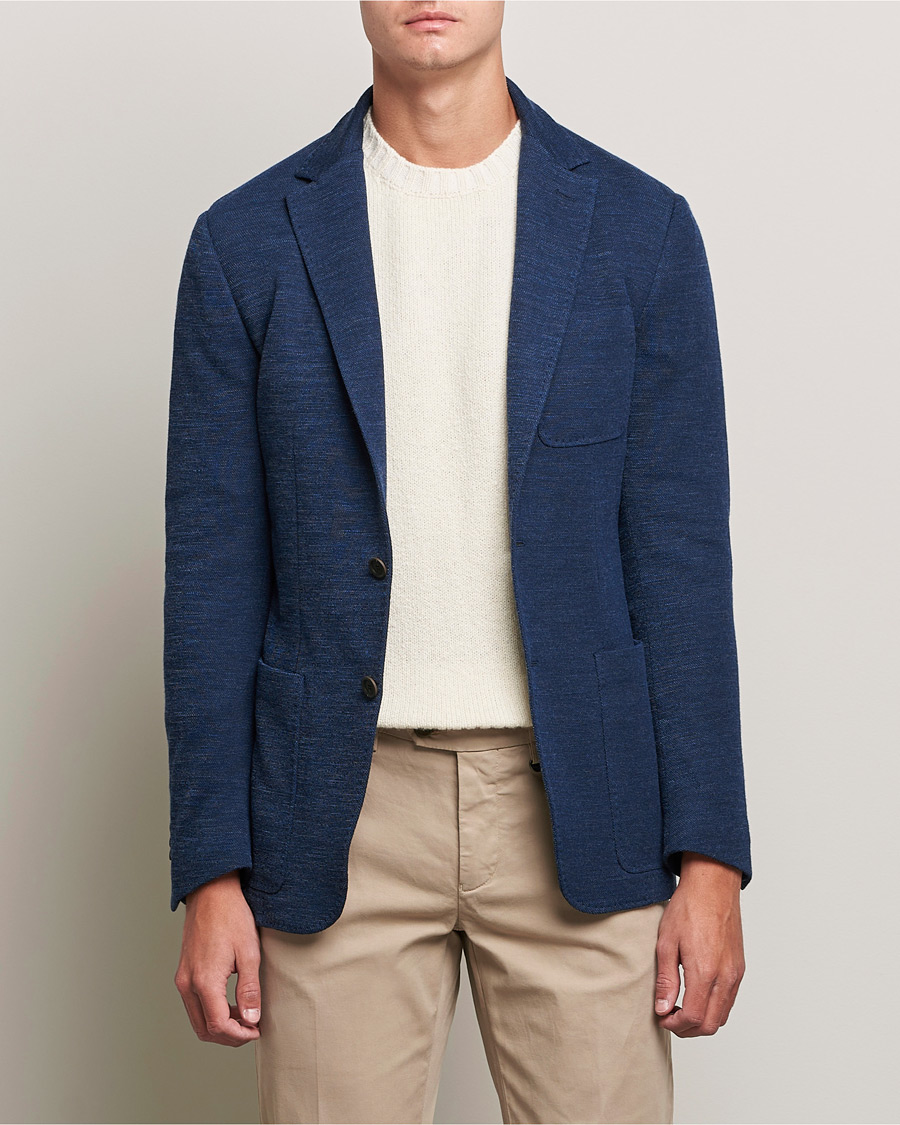 Heren | Blazers | Canali | Structured Wool Jersey Jacket Dark Blue