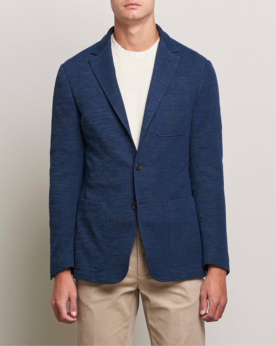 Heren | Blazers | Canali | Structured Wool Jersey Jacket Dark Blue