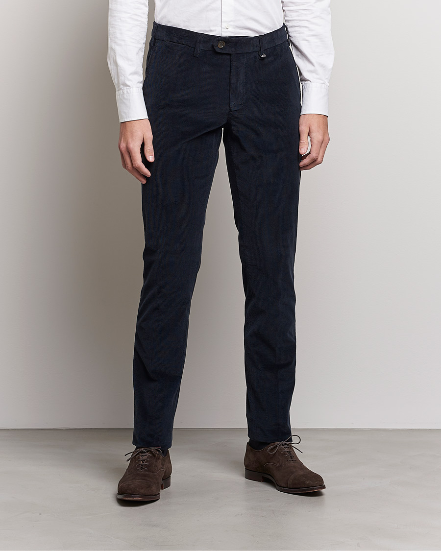 Heren | Broeken | Canali | Slim Fit Corduroy Trousers Navy