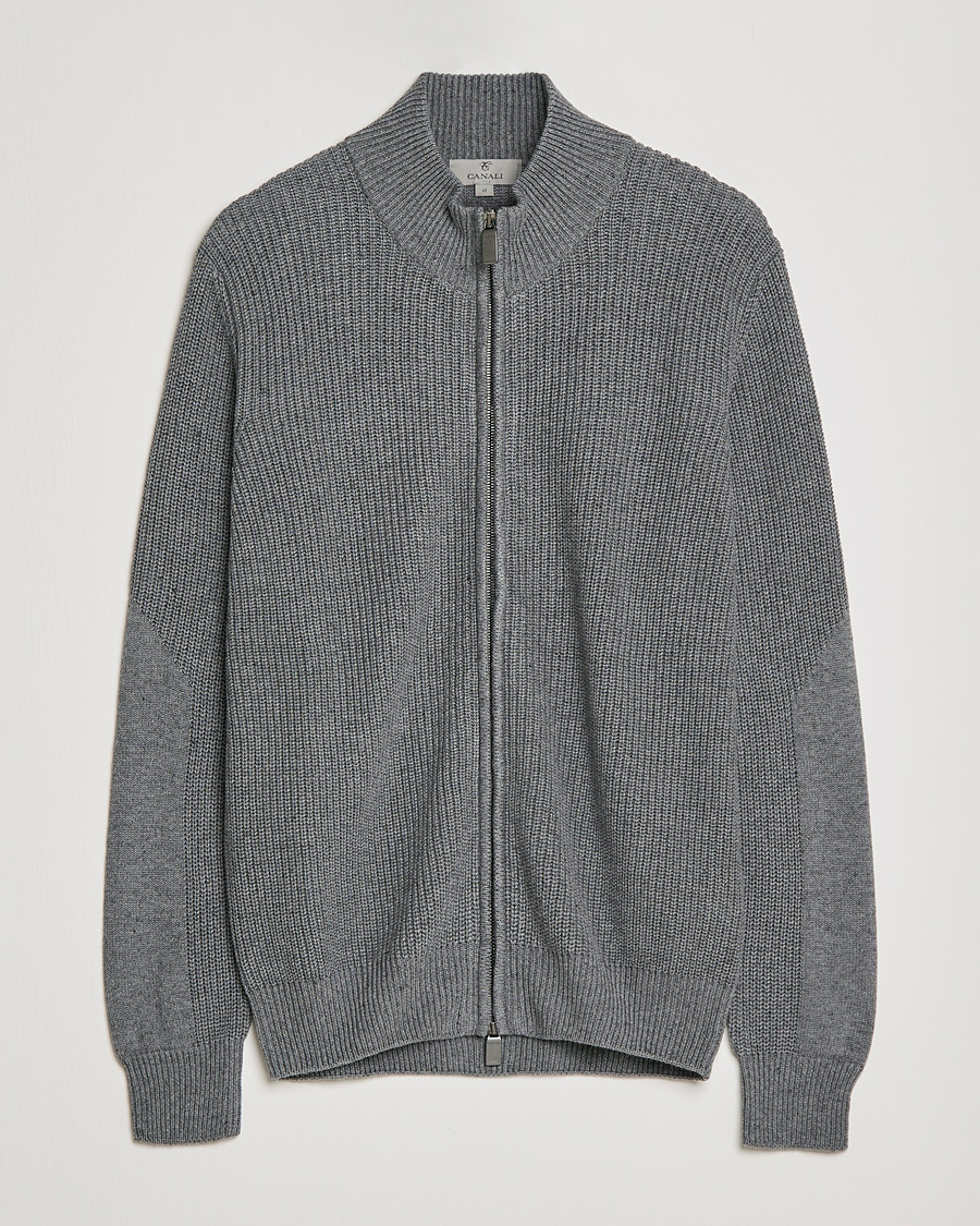 Heren | Truien | Canali | Cotton/Cashmere Full Zip Light Grey