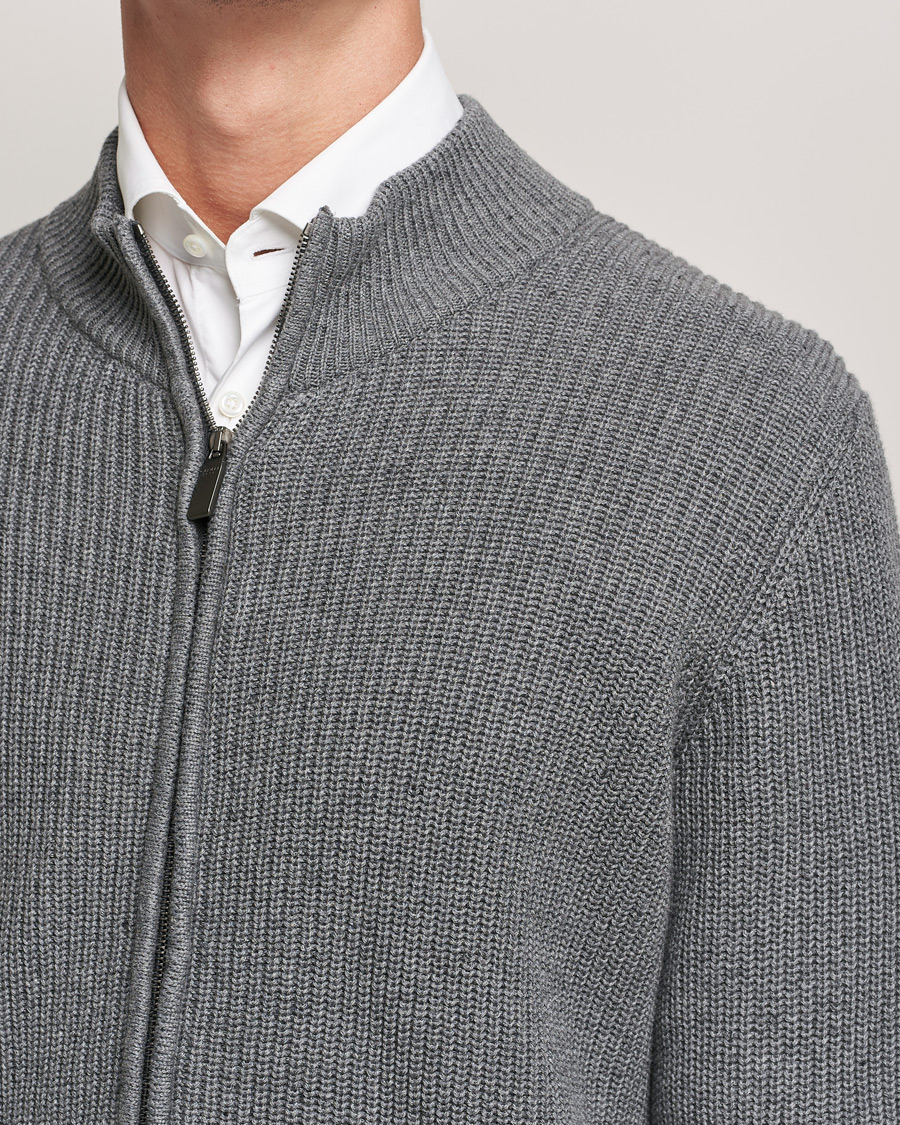 Heren | Truien | Canali | Cotton/Cashmere Full Zip Light Grey