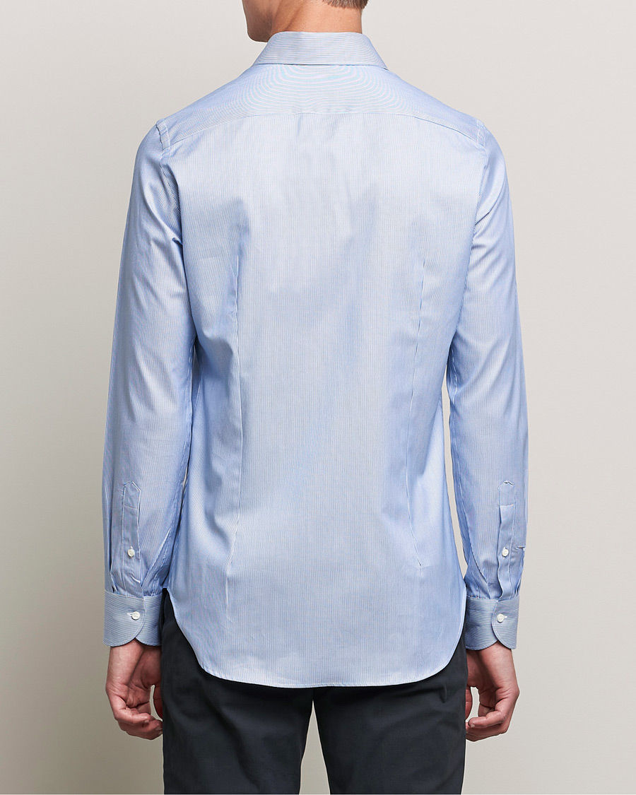 Heren | Overhemden | Canali | Slim Fit Cut Away Shirt Blue Stripe