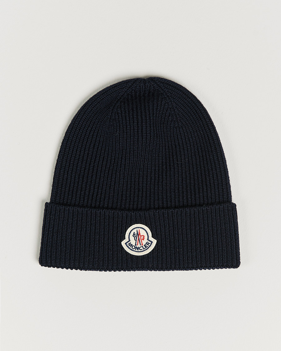 Heren | Moncler Rib Wool Beanie Navy | Moncler | Rib Wool Beanie Navy