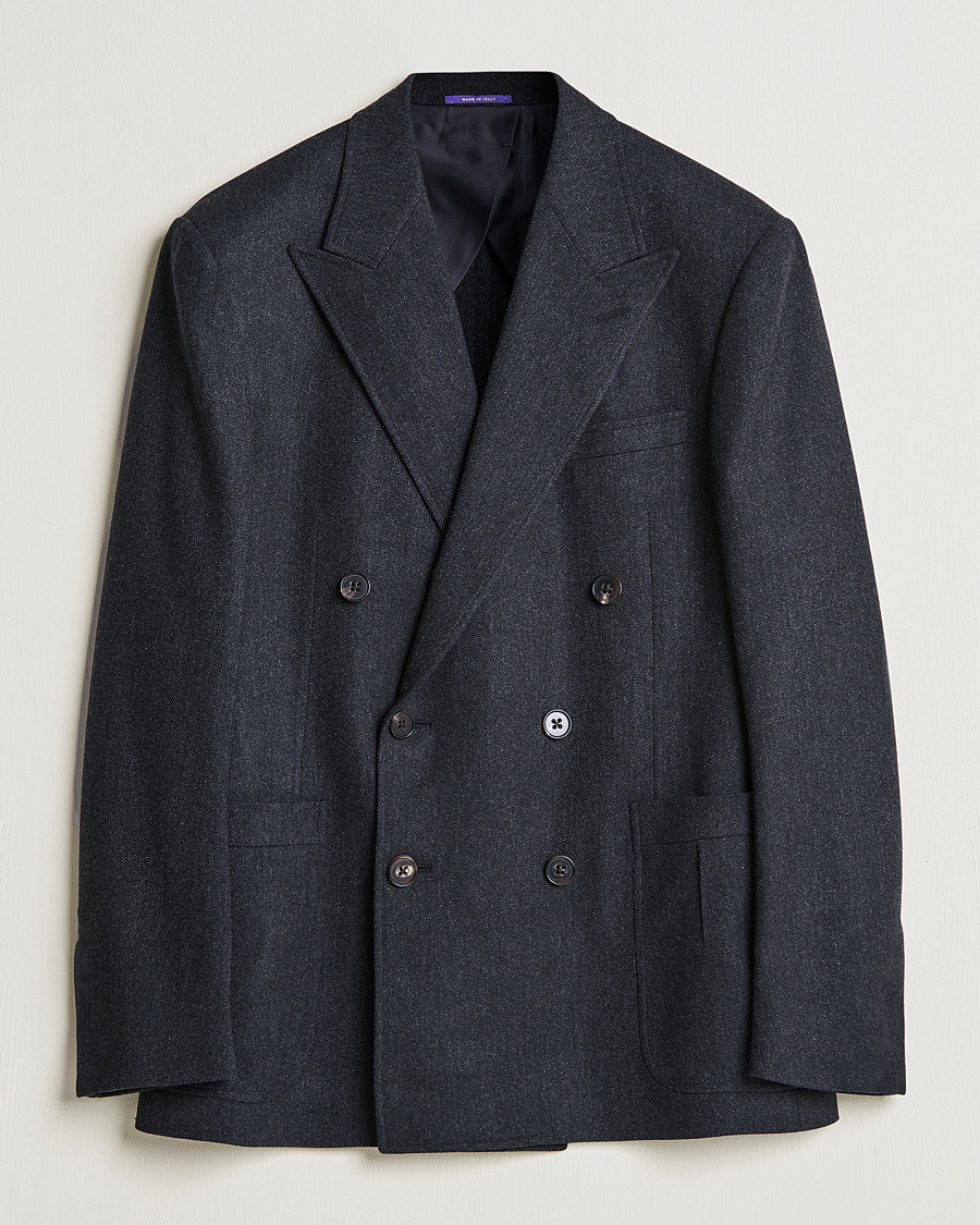 Heren | Blazers | Ralph Lauren Purple Label | Double Breasted Flannel Sportcoat Dark Grey