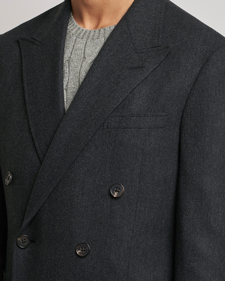 Heren | Blazers | Ralph Lauren Purple Label | Double Breasted Flannel Sportcoat Dark Grey