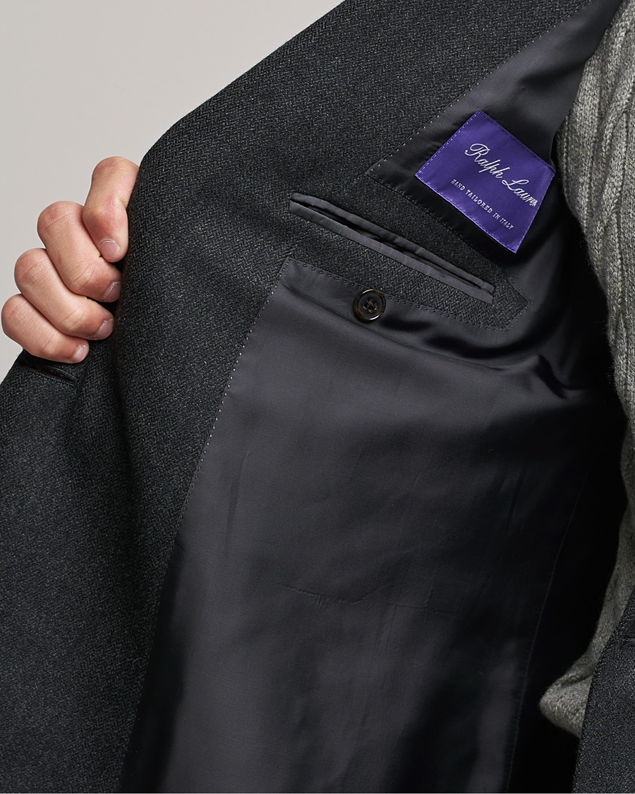 Heren | Blazers | Ralph Lauren Purple Label | Double Breasted Flannel Sportcoat Dark Grey