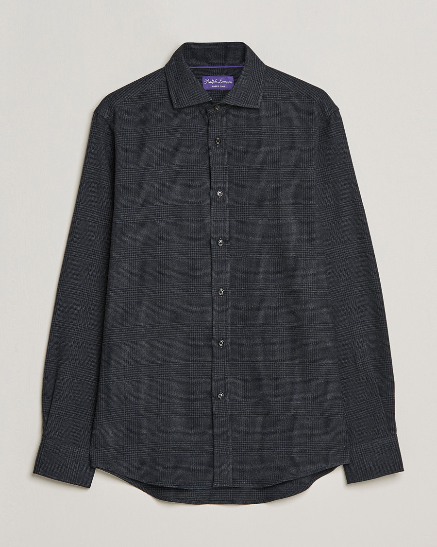 Heren | Overhemden | Ralph Lauren Purple Label | Flannel Sport Shirt Dark Grey