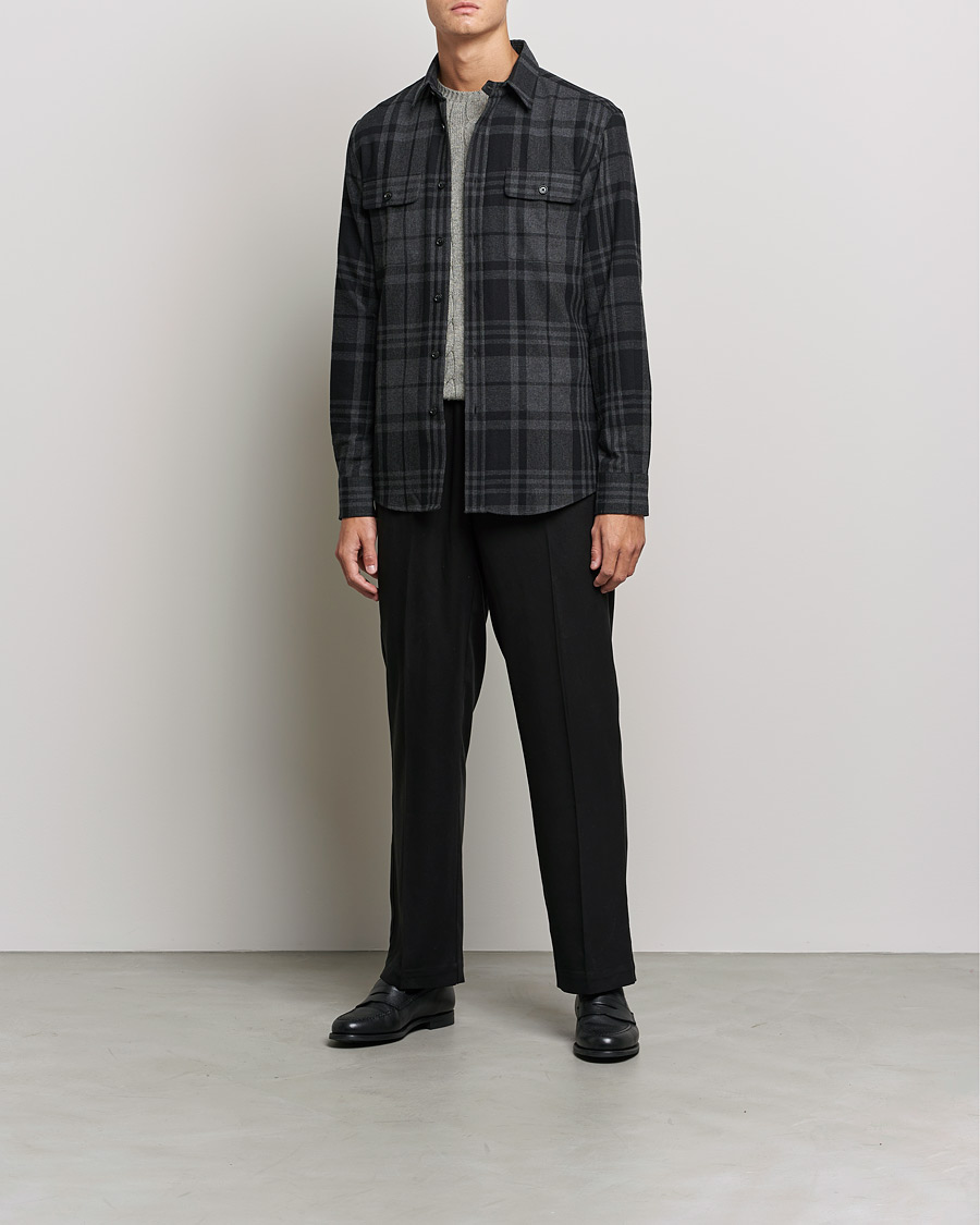 Heren | Overhemden | Ralph Lauren Purple Label | Glencheck Wool Overshirt Dark Grey