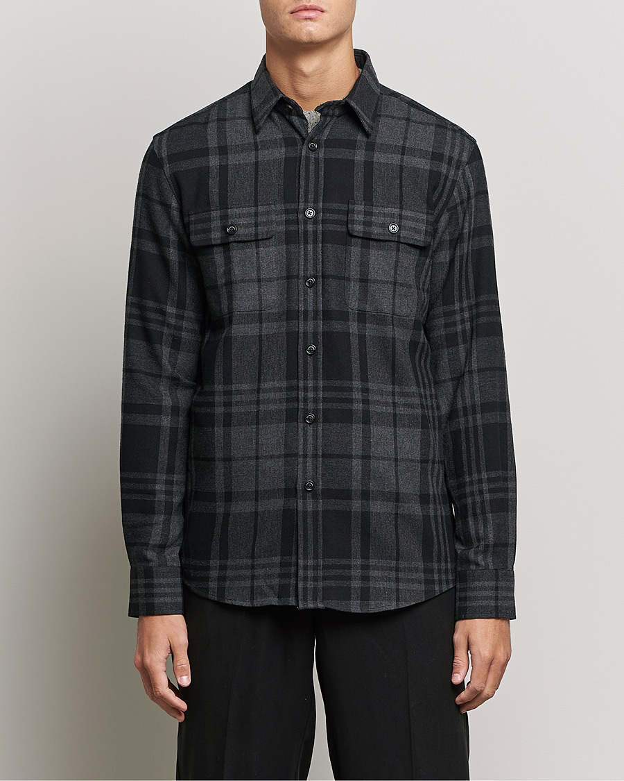 Heren | Overhemden | Ralph Lauren Purple Label | Glencheck Wool Overshirt Dark Grey