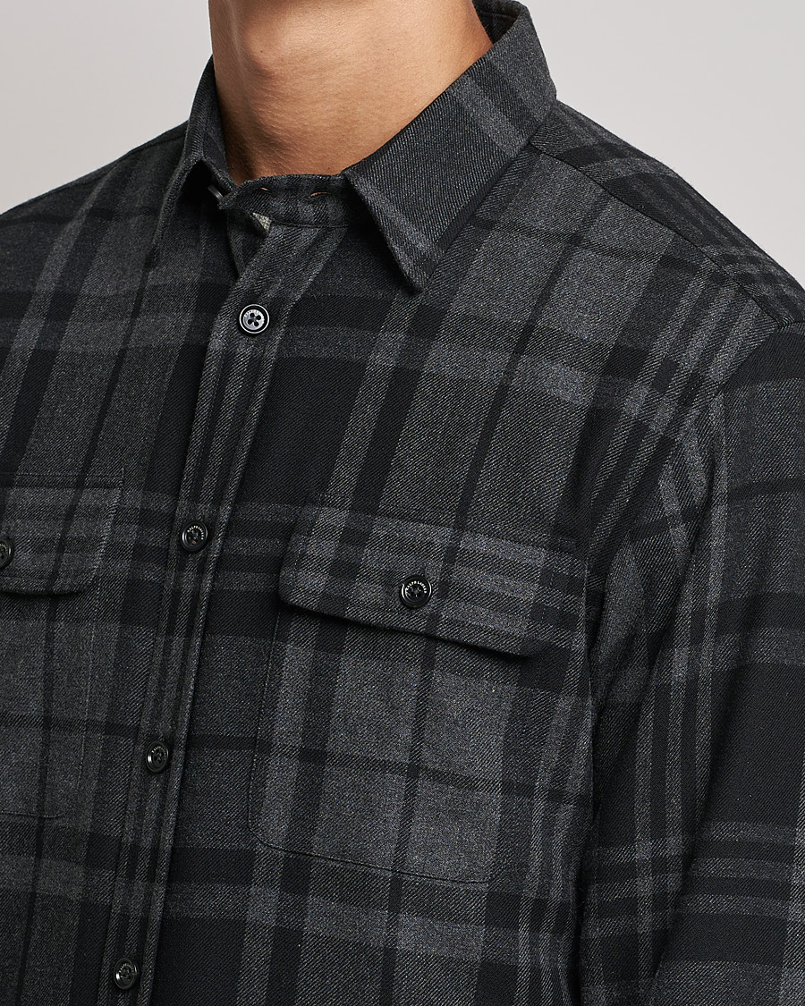 Heren | Overhemden | Ralph Lauren Purple Label | Glencheck Wool Overshirt Dark Grey