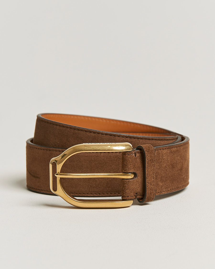 Heren | Ralph Lauren Purple Label Suede Belt Chestnut Brown | Ralph Lauren Purple Label | Suede Belt Chestnut Brown