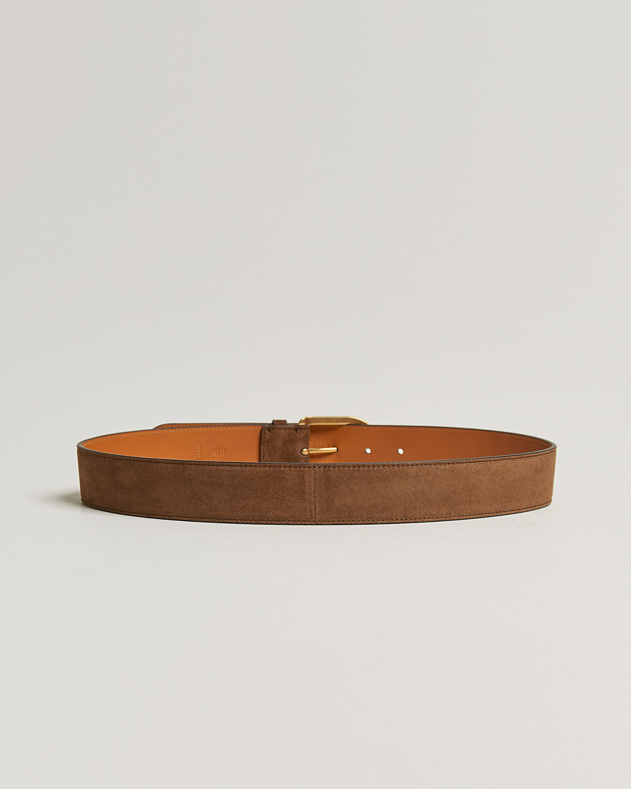 Heren | Ralph Lauren Purple Label Suede Belt Chestnut Brown | Ralph Lauren Purple Label | Suede Belt Chestnut Brown