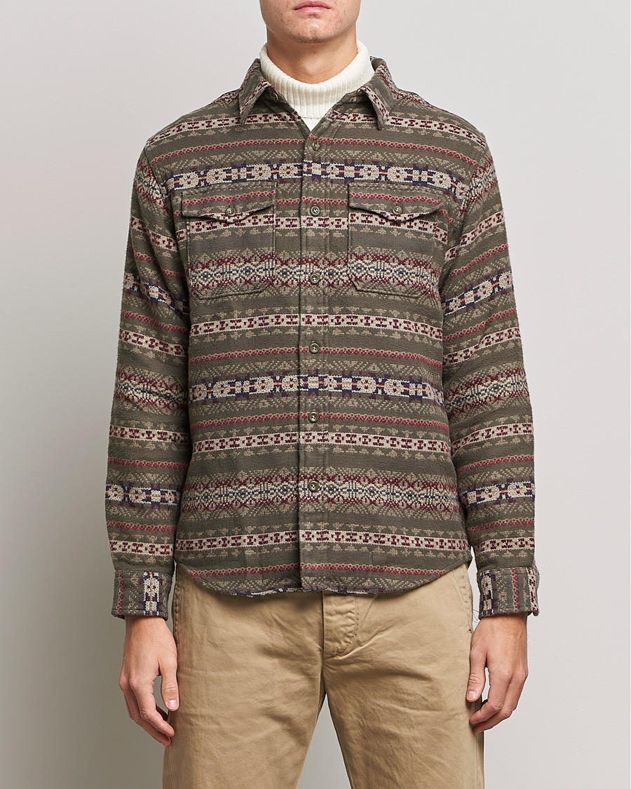 Heren | Overhemden | RRL | Melton Brushed Jacquard Overshirt Olive