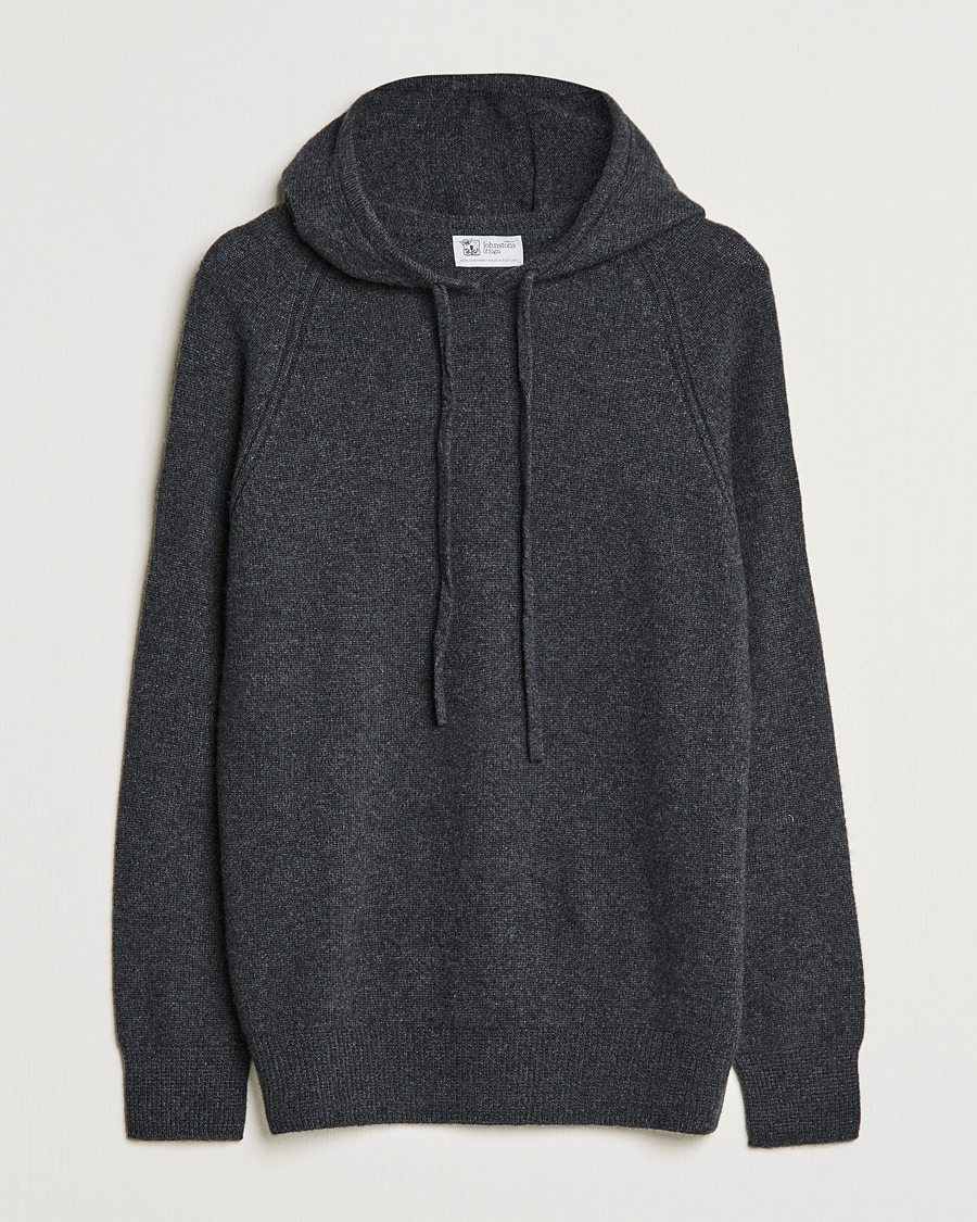 Heren | Truien | Johnstons of Elgin | Seamless Cashmere Hoodie Carbon