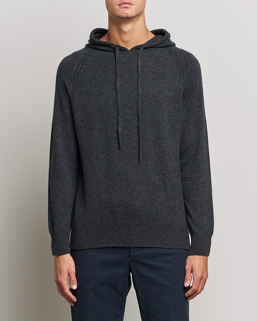 Heren | Truien | Johnstons of Elgin | Seamless Cashmere Hoodie Carbon