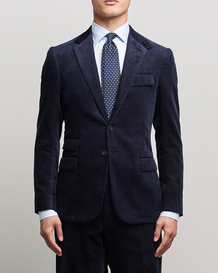 Heren | Blazers | Ralph Lauren Purple Label | Wale Corduroy Blazer Chairman Navy
