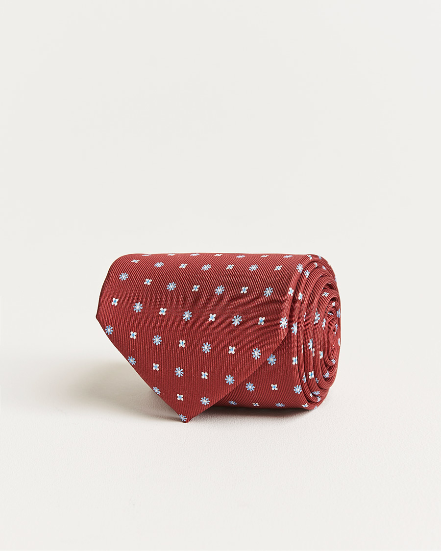 Heren | E. Marinella 3-Fold Micro Pattern Silk Tie Red | E. Marinella | 3-Fold Micro Pattern Silk Tie Red
