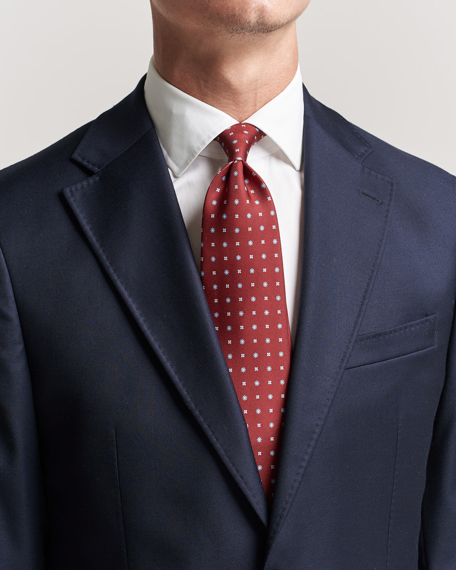 Heren |  | E. Marinella | 3-Fold Micro Pattern Silk Tie Red