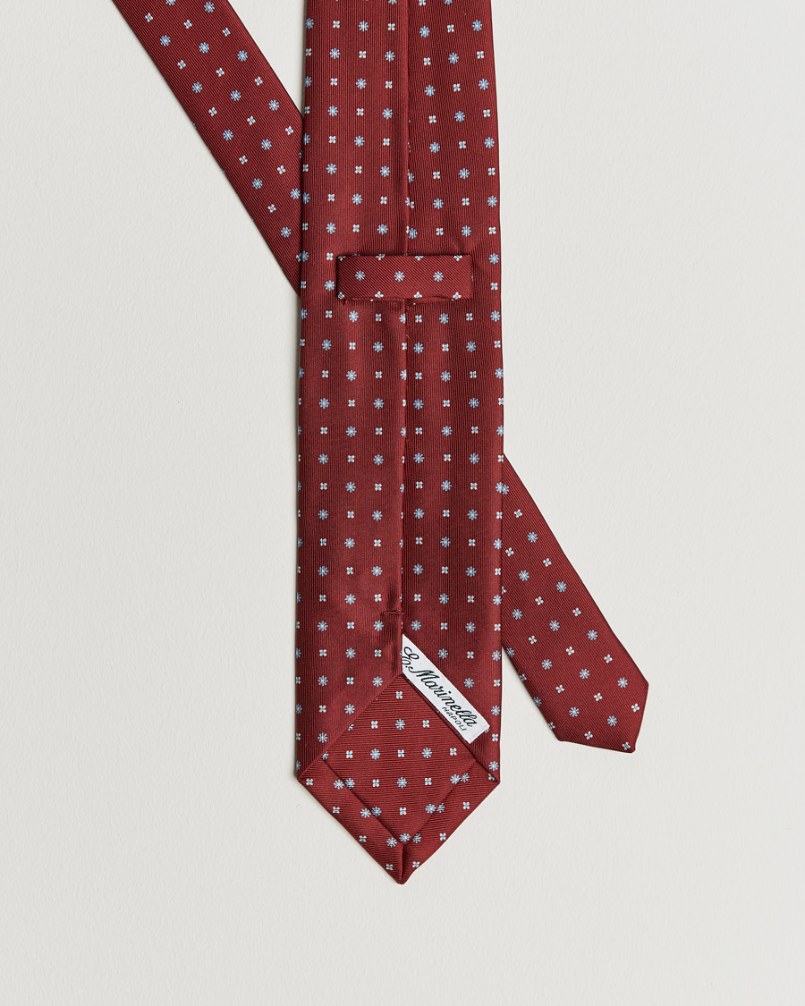 Heren | E. Marinella 3-Fold Micro Pattern Silk Tie Red | E. Marinella | 3-Fold Micro Pattern Silk Tie Red