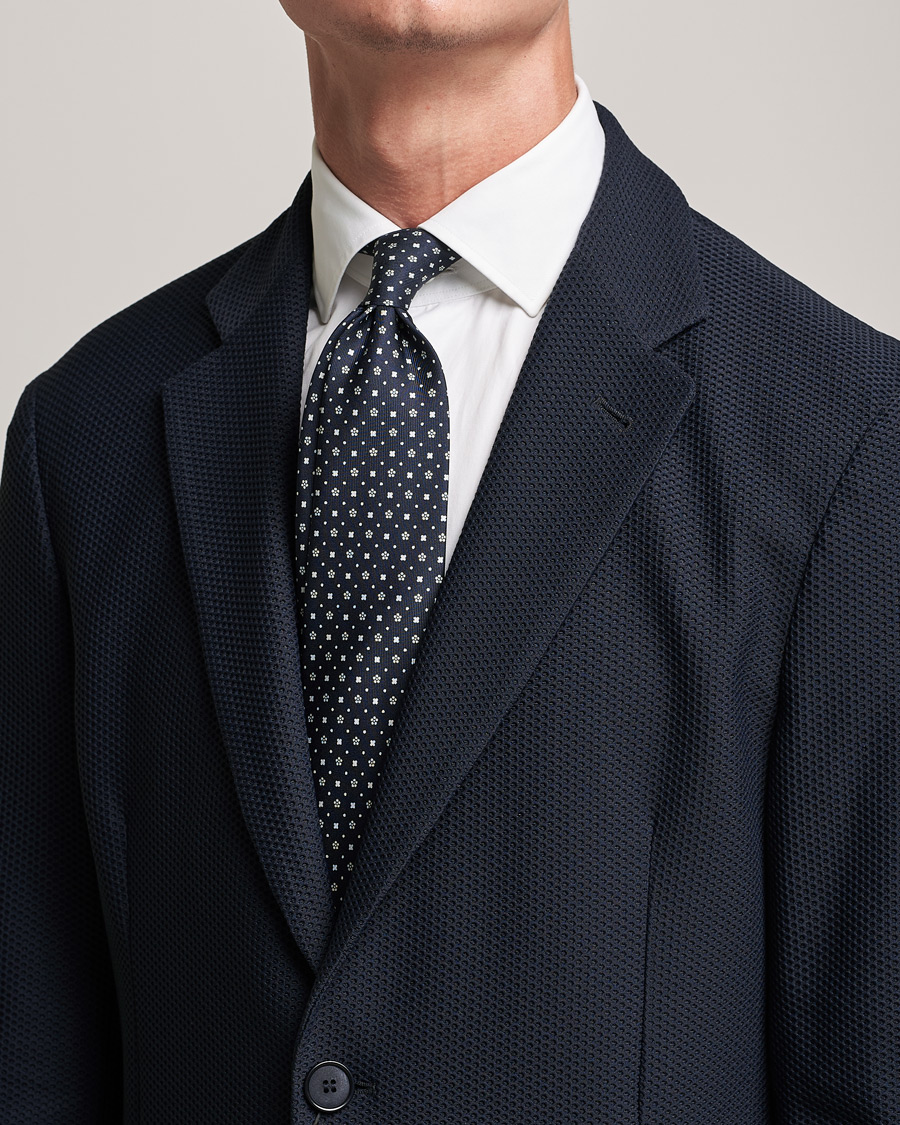 Heren | E. Marinella 3-Fold Flower Pattern Silk Tie Navy | E. Marinella | 3-Fold Flower Pattern Silk Tie Navy