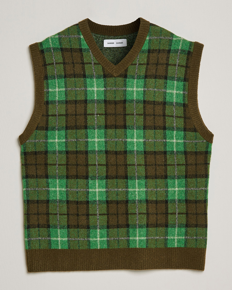 Heren | Truien | Samsøe Samsøe | Samsøe & Samsøe James Fine Merino Knitted Vest Medium Green