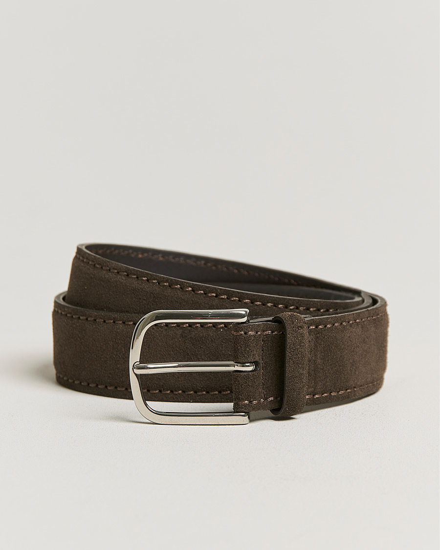 Heren | Orciani Suede Belt 3,5 cm Dark Brown | Orciani | Suede Belt 3,5 cm Dark Brown