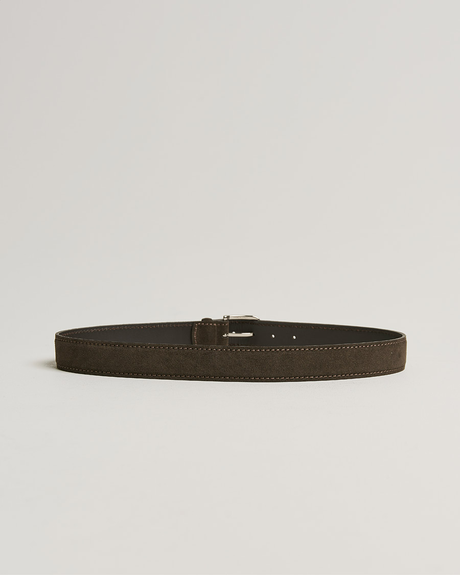 Heren | Orciani Suede Belt 3,5 cm Dark Brown | Orciani | Suede Belt 3,5 cm Dark Brown