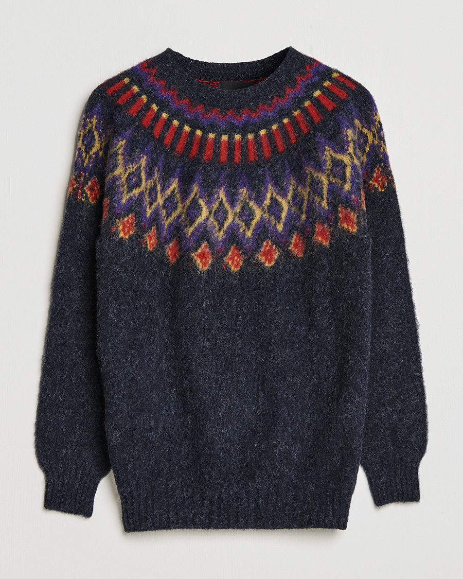 Heren | Truien | Howlin' | Brushed Wool Fair Isle Crew Sweater Charcoal