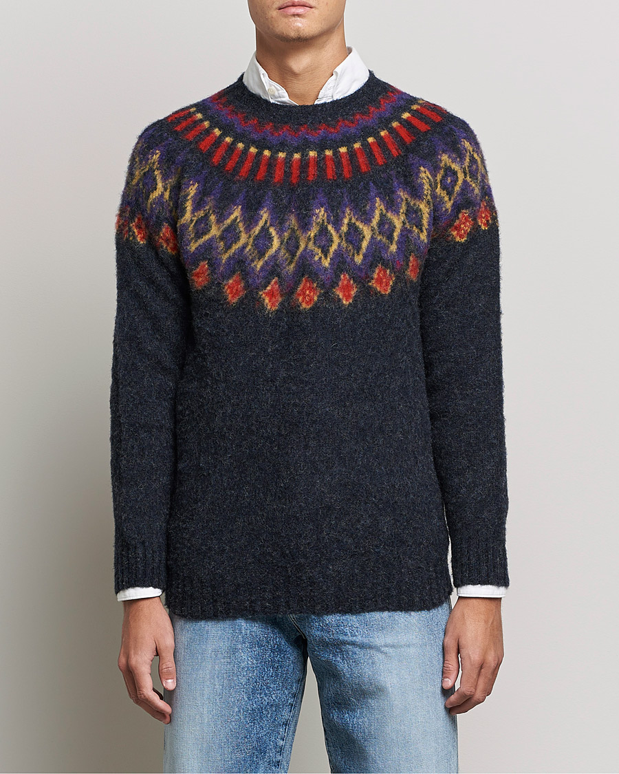 Heren | Truien | Howlin' | Brushed Wool Fair Isle Crew Sweater Charcoal
