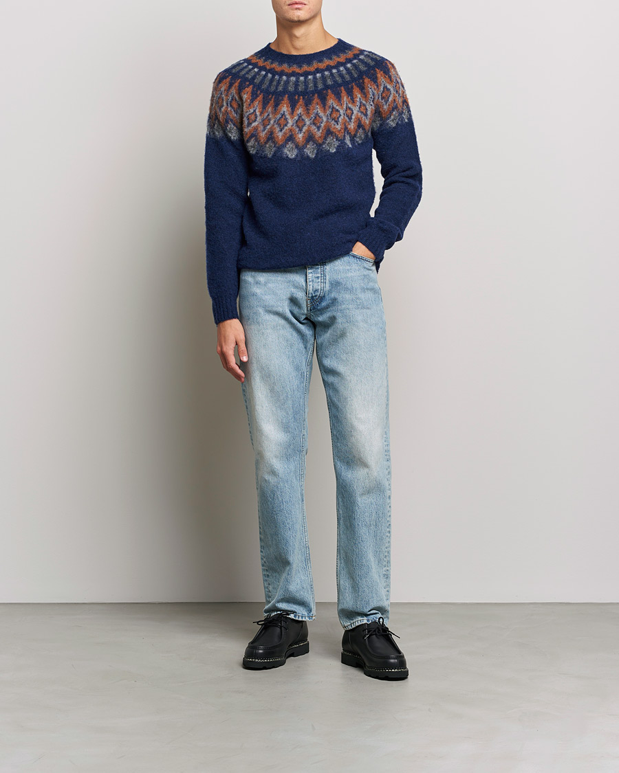 Heren | Truien | Howlin' | Brushed Wool Fair Isle Crew Sweater Magic Blue