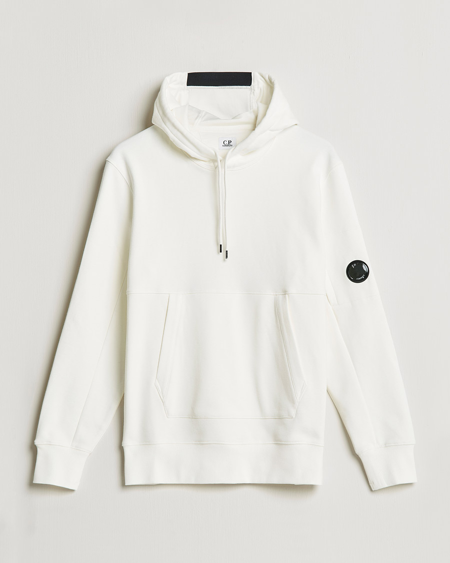 Heren | Truien | C.P. Company | Diagonal Raised Fleece Hooded Lens Sweatshirt White