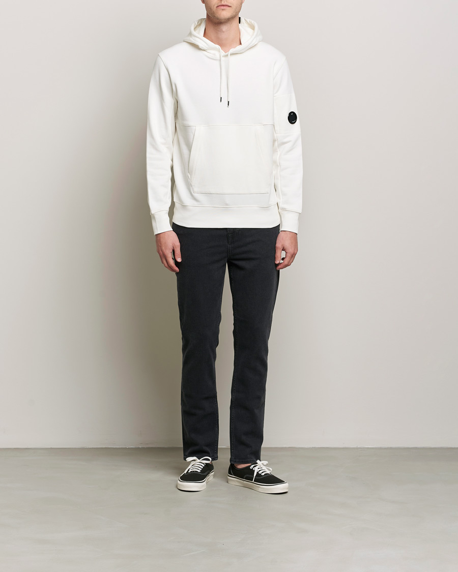 Heren | Truien | C.P. Company | Diagonal Raised Fleece Hooded Lens Sweatshirt White