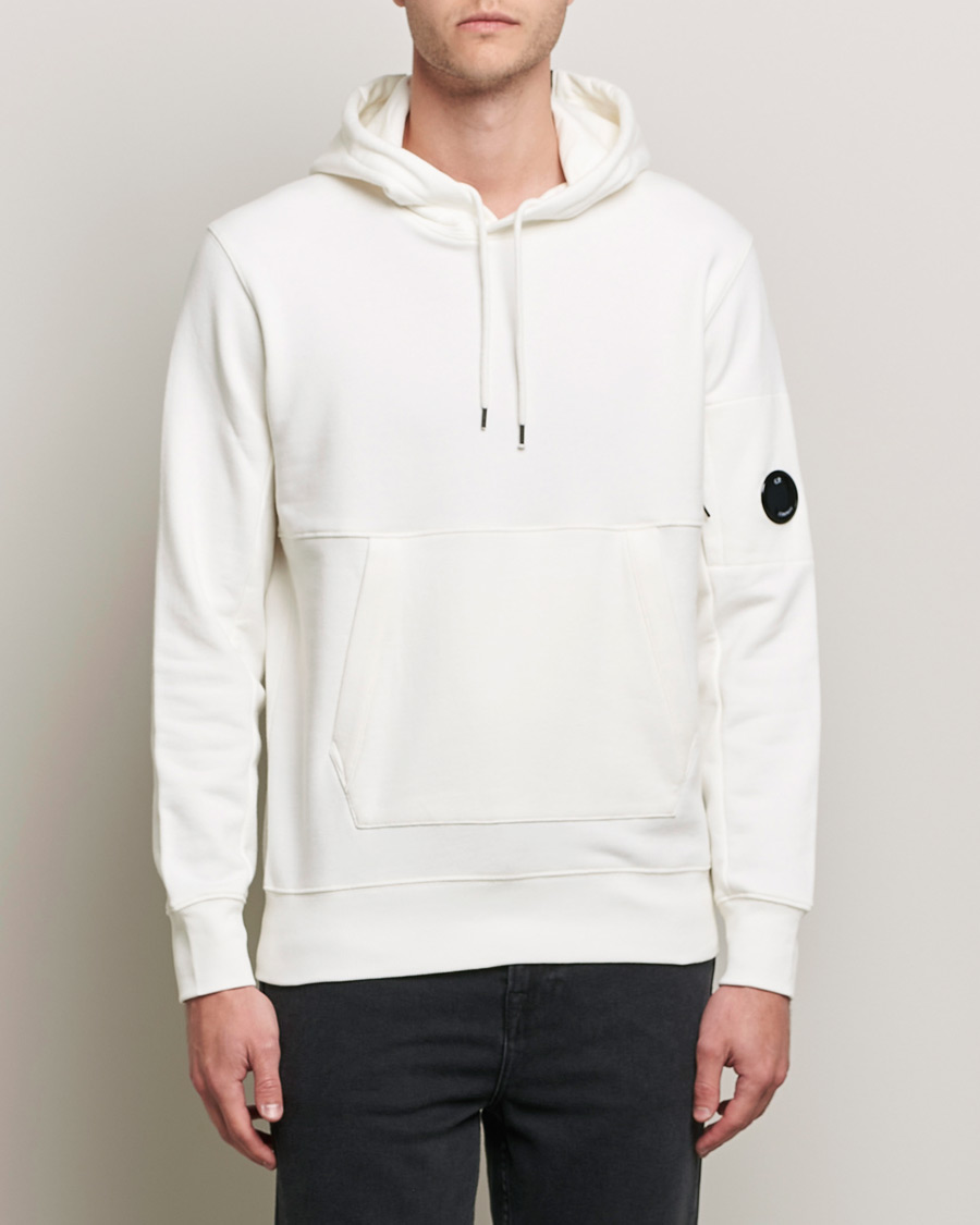 Heren | Truien | C.P. Company | Diagonal Raised Fleece Hooded Lens Sweatshirt White