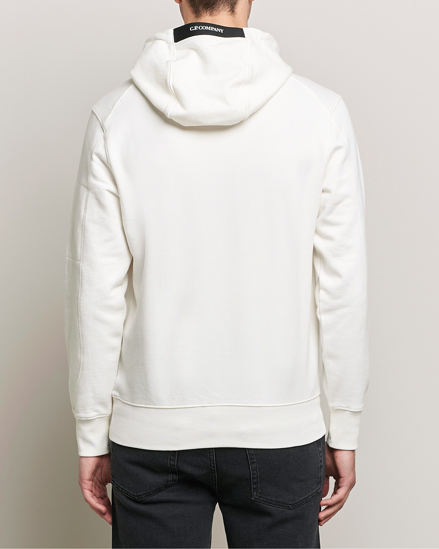 Heren | Truien | C.P. Company | Diagonal Raised Fleece Hooded Lens Sweatshirt White