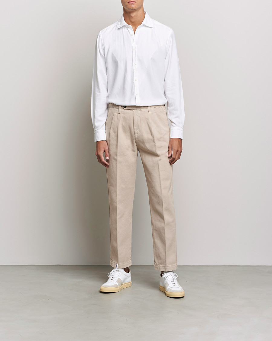 Heren | Overhemden | Massimo Alba | Genova Soft Flannel Shirt White