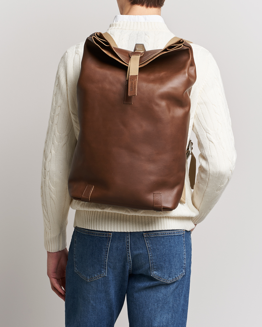 Men | Bags | Brooks England | Pickwick Large Leather Backpack Dark Tan