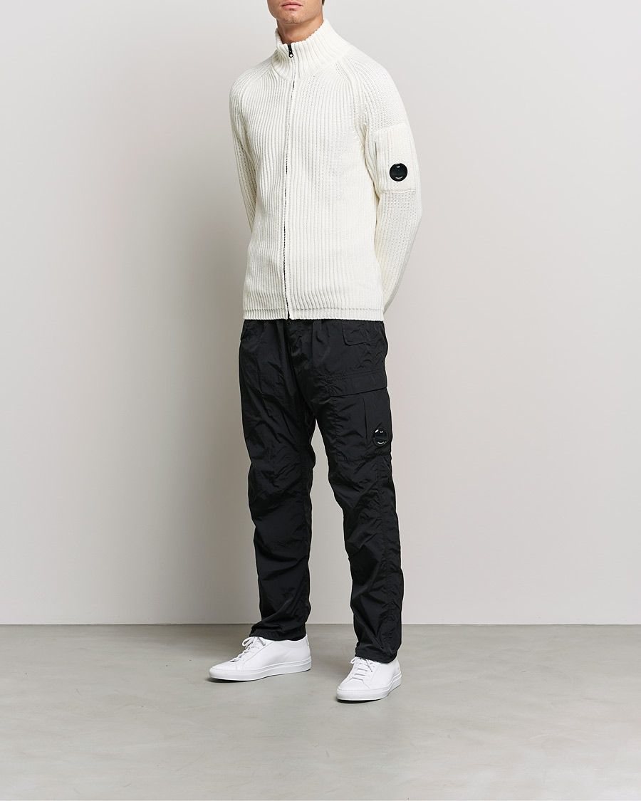 Heren | Truien | C.P. Company | Merino Wool Full Zip Lens Cardigan White