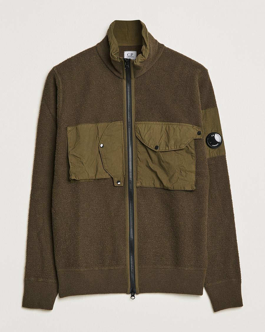 Heren | Truien | C.P. Company | Lambswool Pocket Full Zip Sweat Green