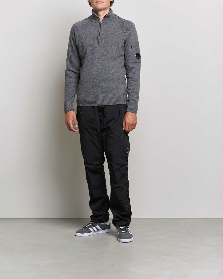 Heren | Truien | C.P. Company | Lambswool Lens Half Zip Grey Marl