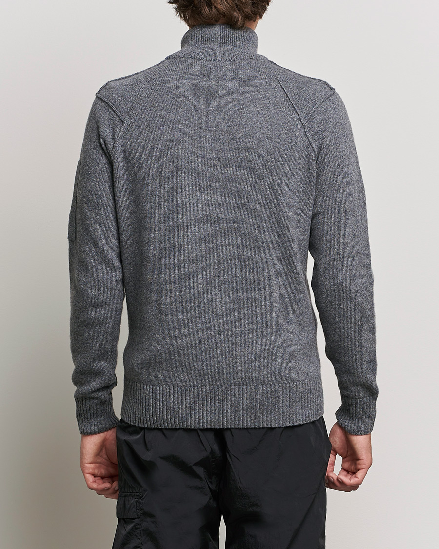 Heren | Truien | C.P. Company | Lambswool Lens Half Zip Grey Marl