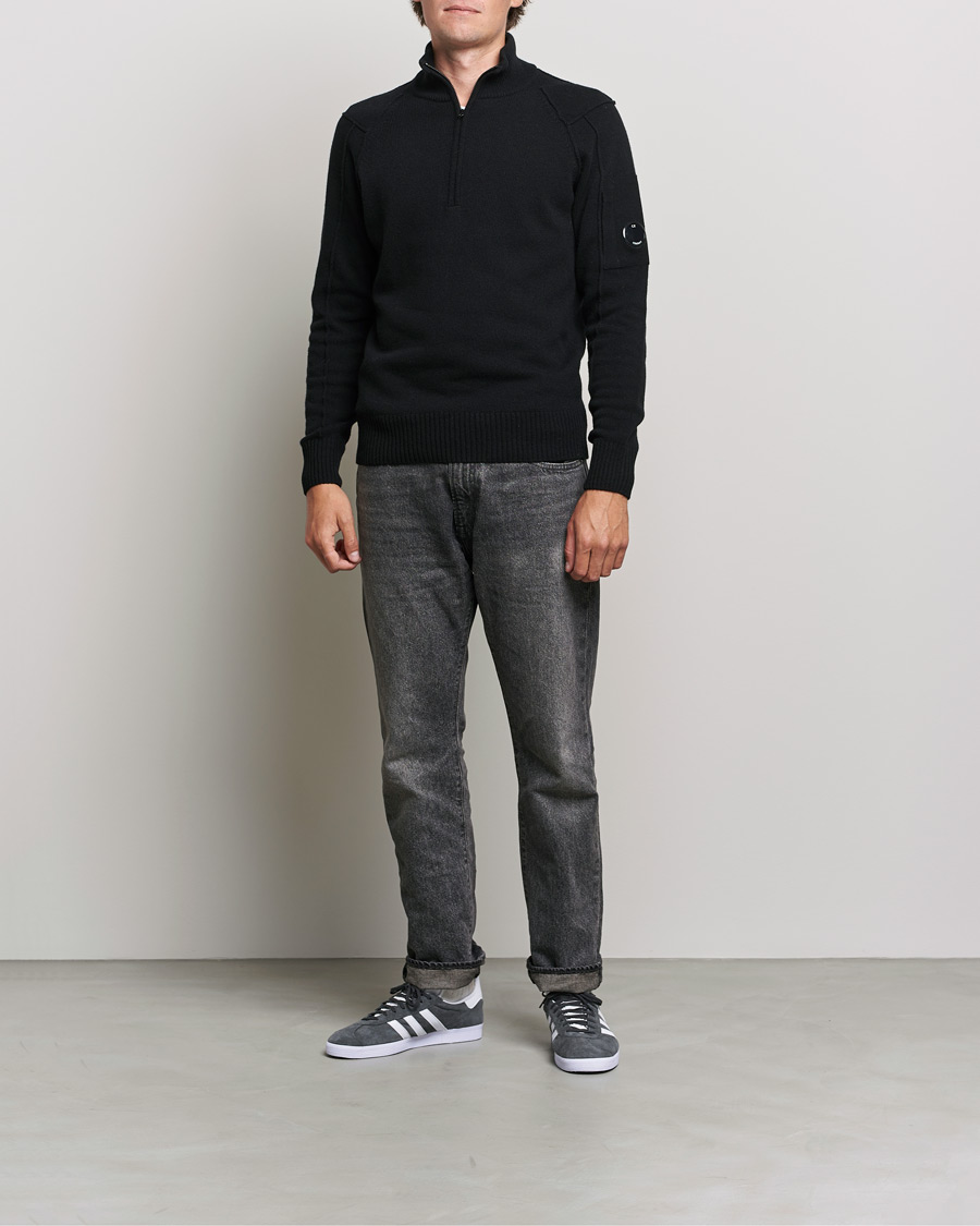 Heren | Truien | C.P. Company | Lambswool Lens Half Zip Black