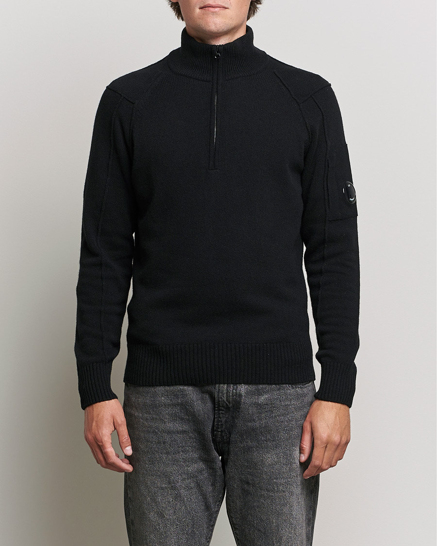 Heren | Truien | C.P. Company | Lambswool Lens Half Zip Black