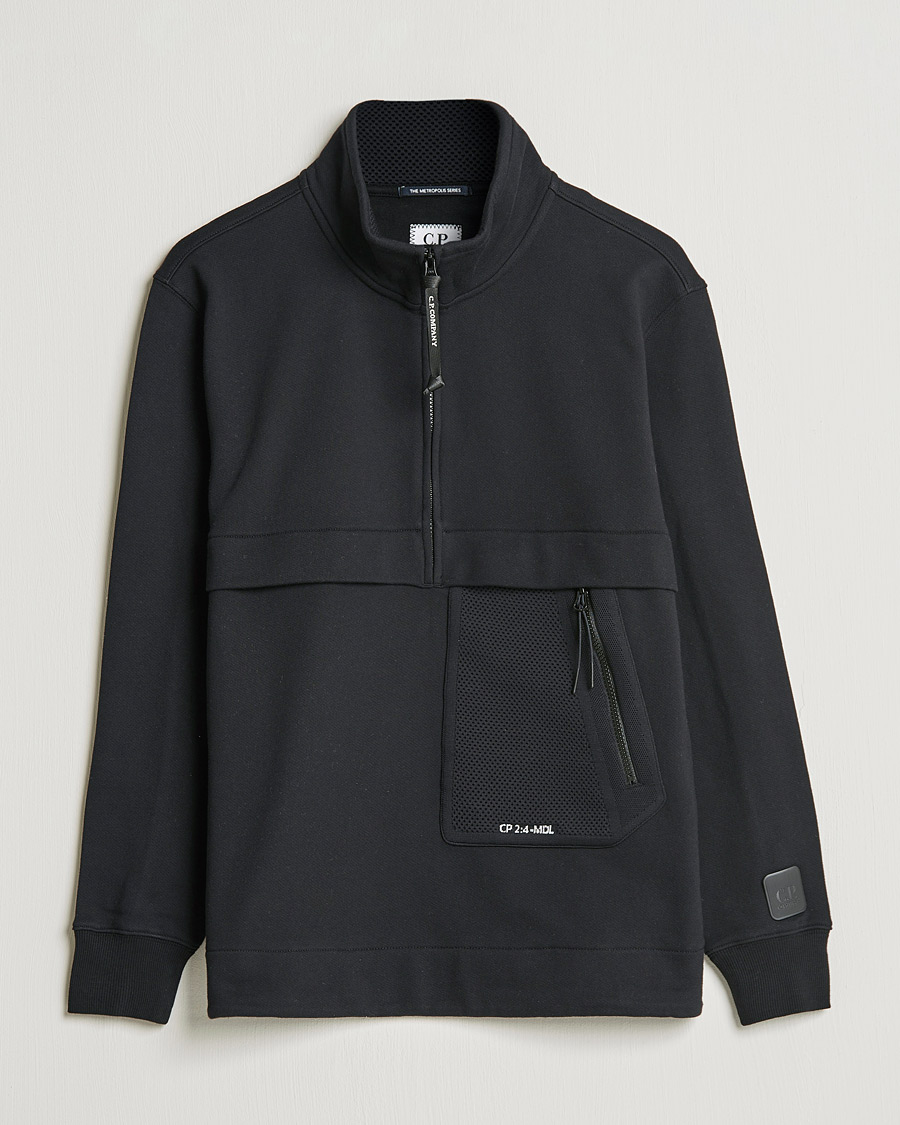 Heren | Truien | C.P. Company | Metropolis Diagonal Raised Fleece Half Zip Black