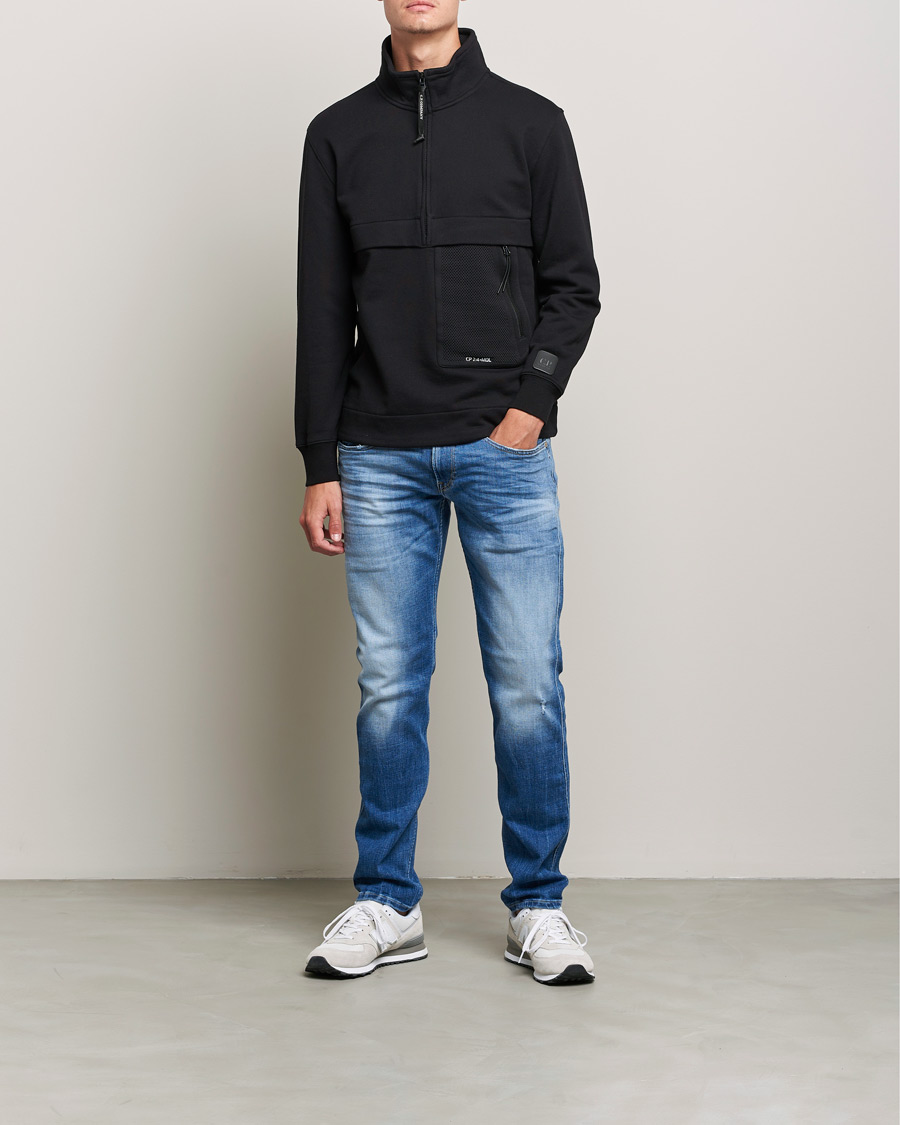 Heren | Truien | C.P. Company | Metropolis Diagonal Raised Fleece Half Zip Black