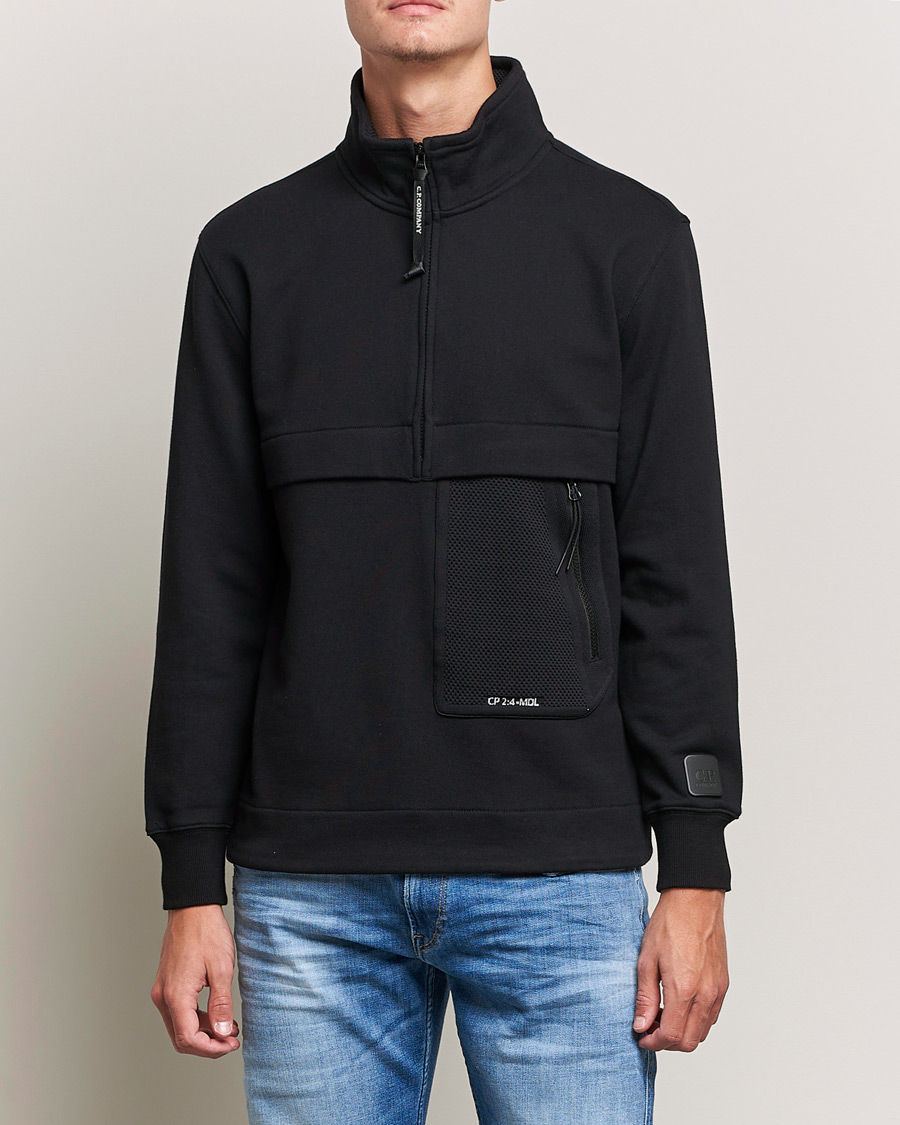 Heren | Truien | C.P. Company | Metropolis Diagonal Raised Fleece Half Zip Black