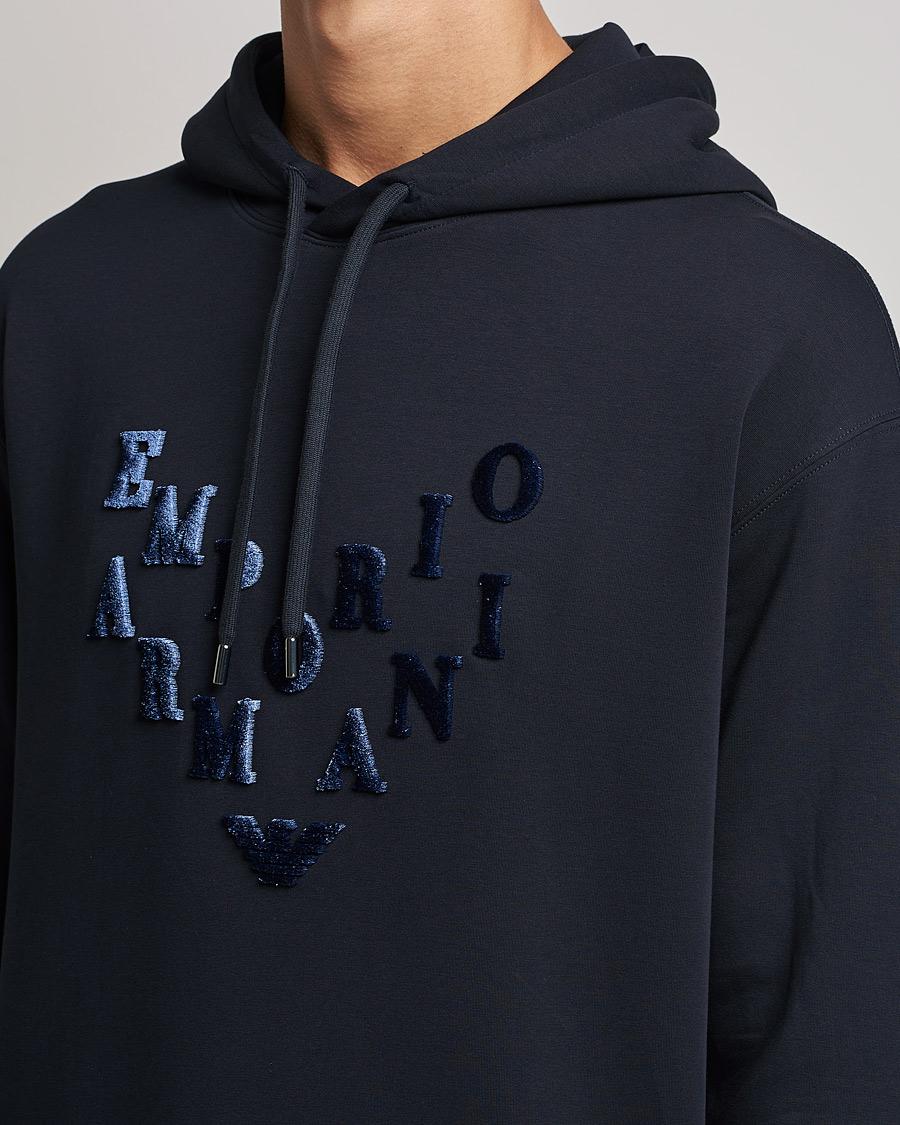 Heren | Truien | Emporio Armani | Printed Hoodie Navy