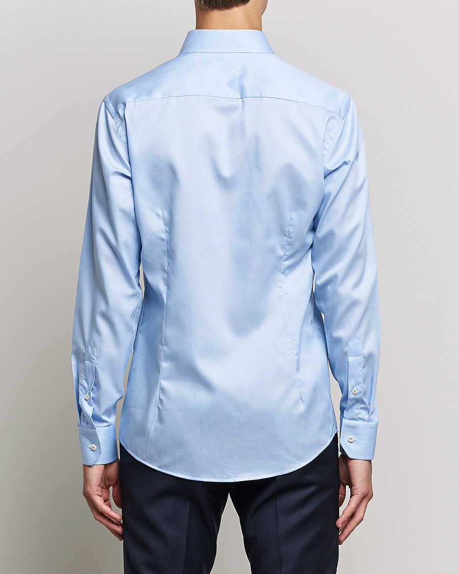 Heren | Overhemden | Eton | Striped Fine Twill Slim Shirt Mid Blue