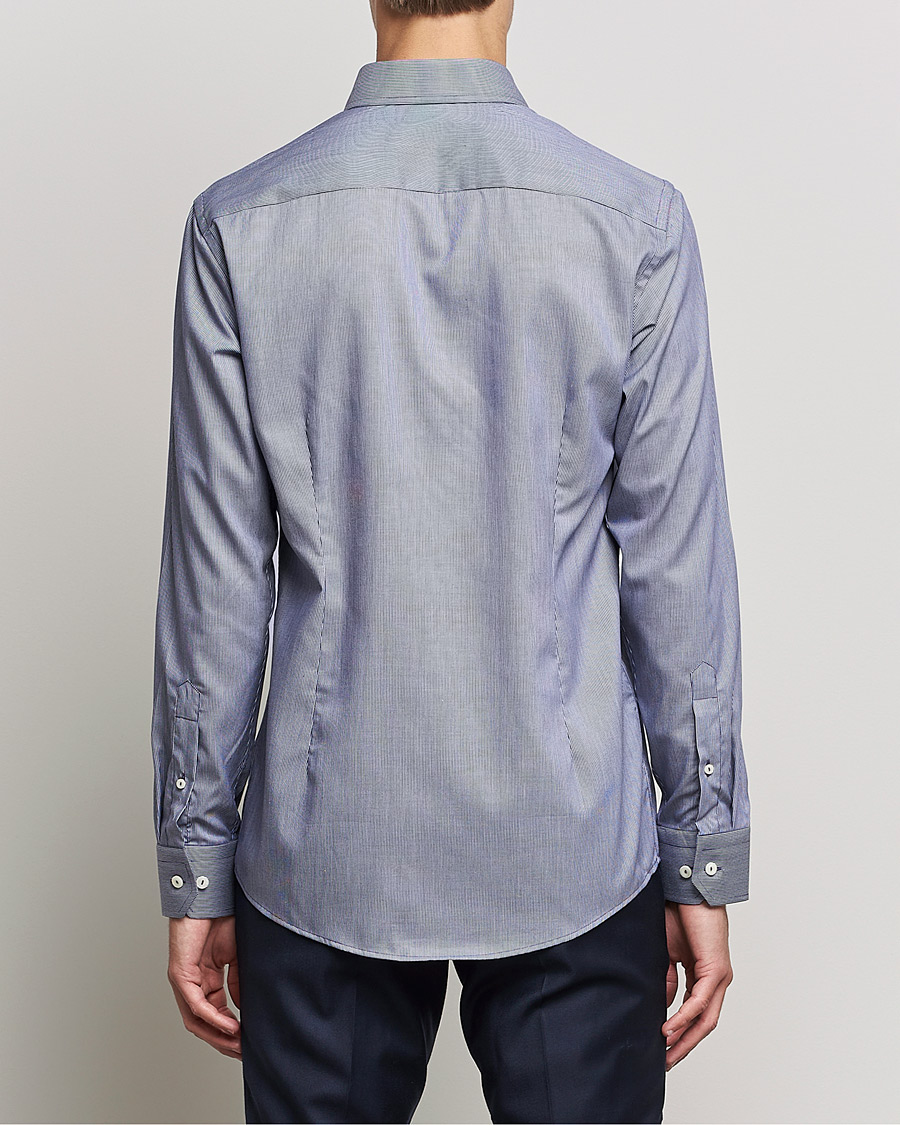 Heren | Overhemden | Eton | Striped Fine Twill Slim Shirt Navy Blue